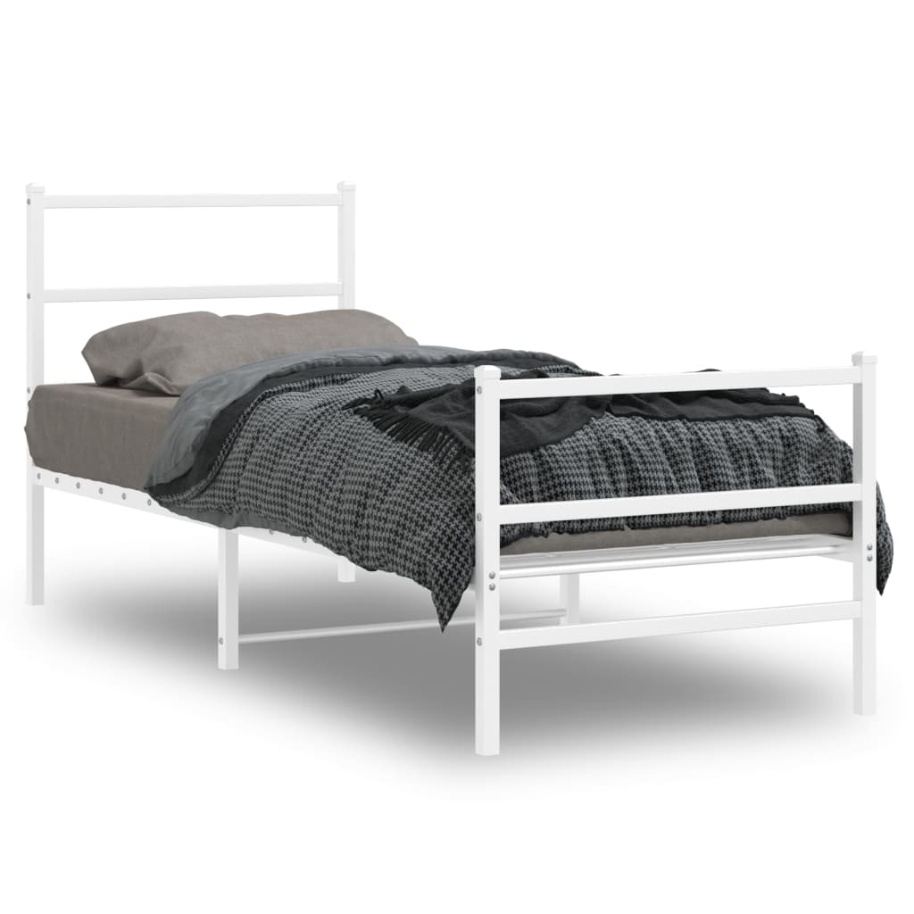 Metal Bed Frame with Headboard and FootboardÂ White 80x200 cm