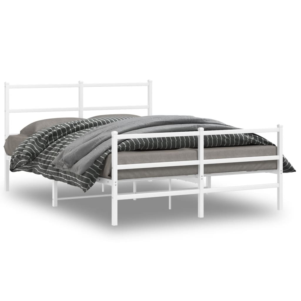 Metal Bed Frame with Headboard and FootboardÂ White 140x200 cm