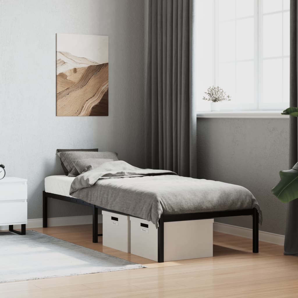 Metal Bed Frame Black 75x190 cm Small Single