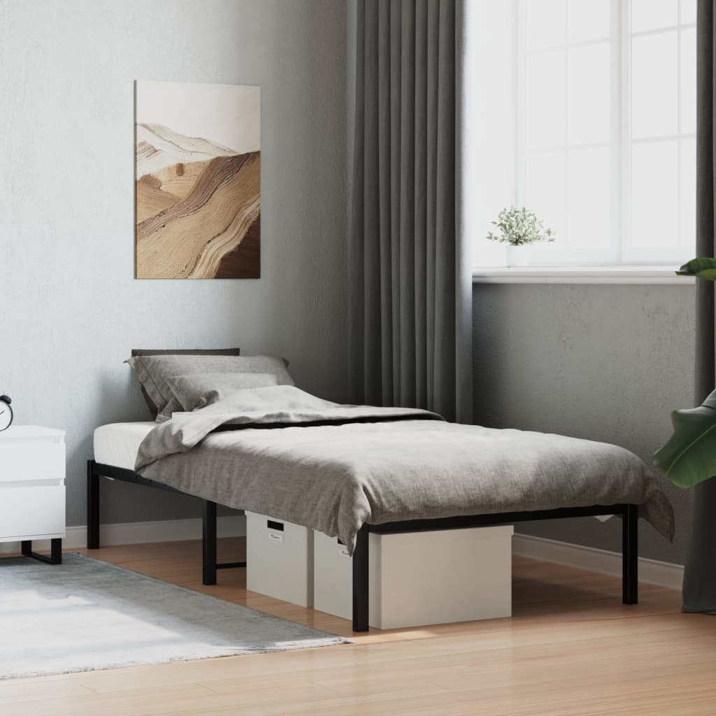 Metal Bed Frame Black 90x190 cm Single