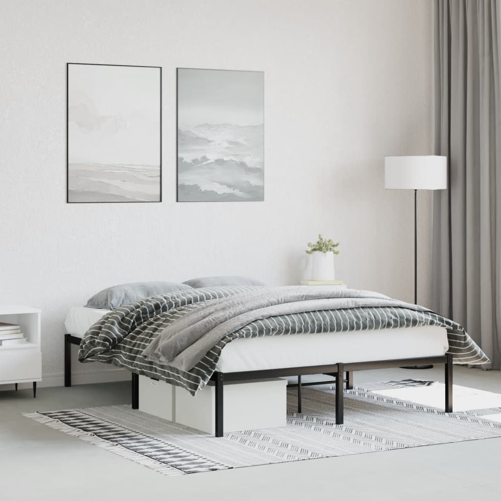 Metal Bed Frame Black 140x200 cm