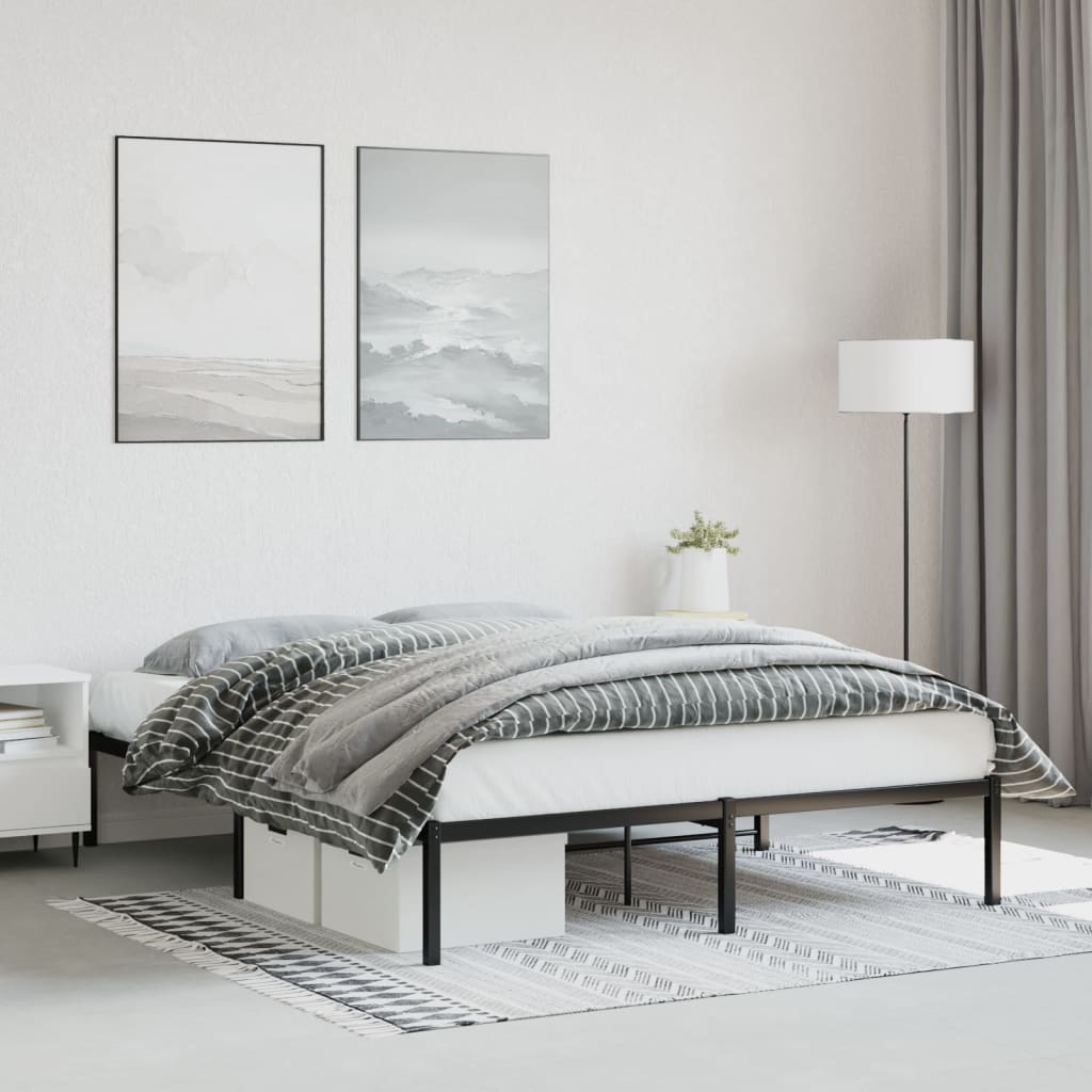 Metal Bed Frame Black 160x200 cm