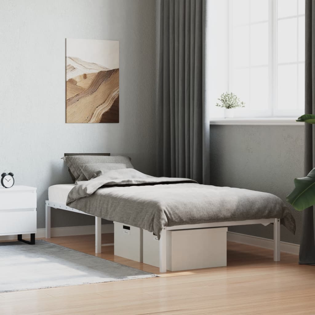 Metal Bed Frame White 90x190 cm Single