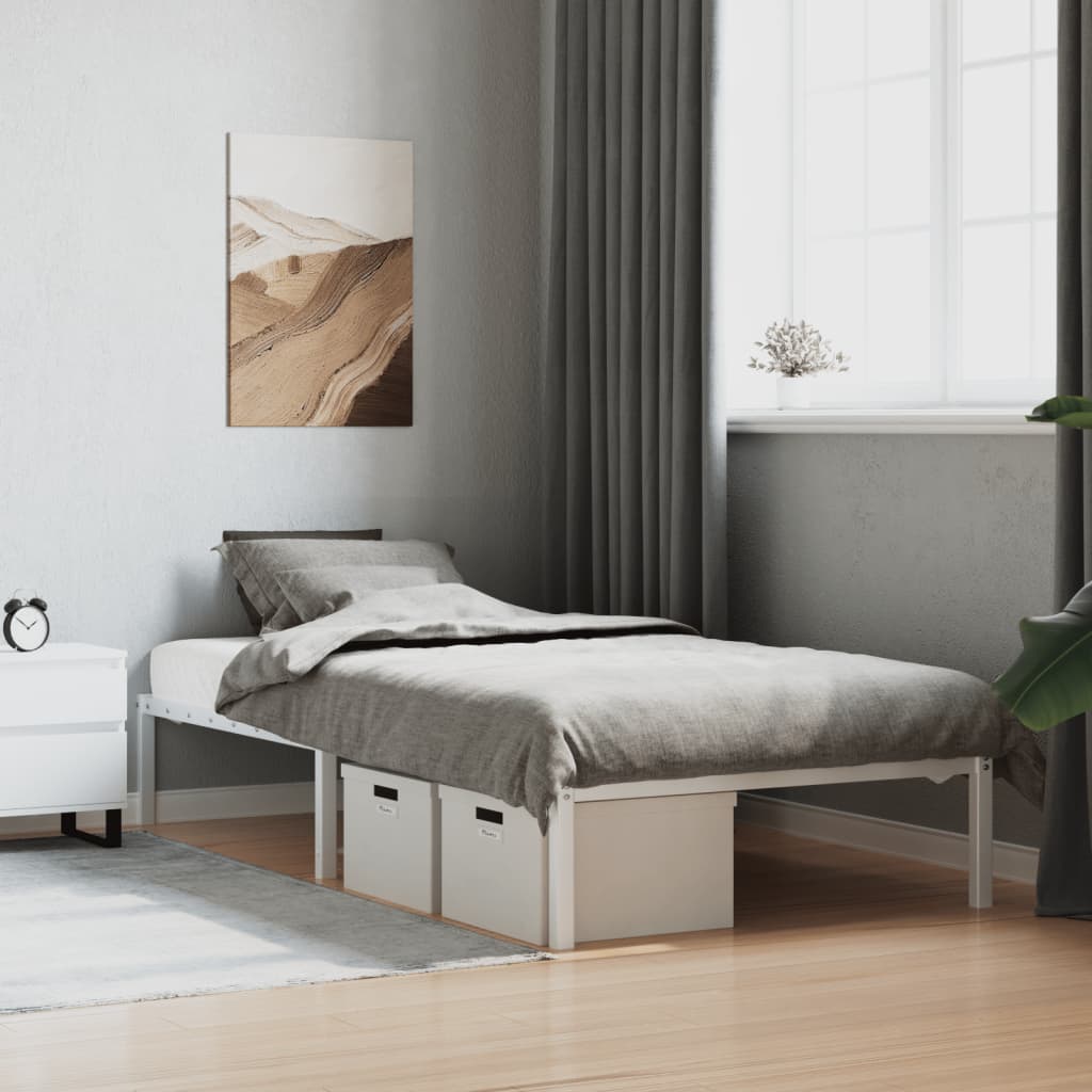 Metal Bed Frame White 100x190 cm