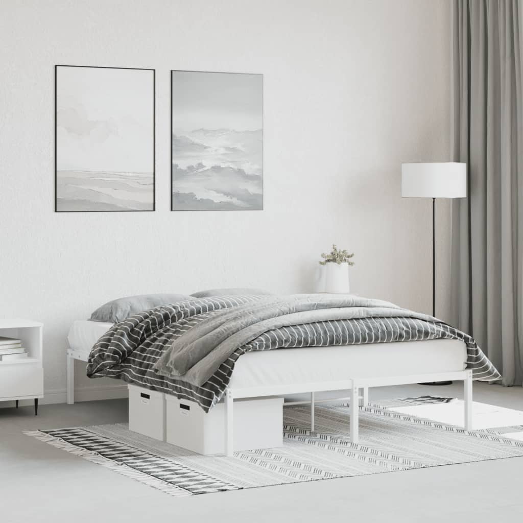 Metal Bed Frame White 140x200 cm