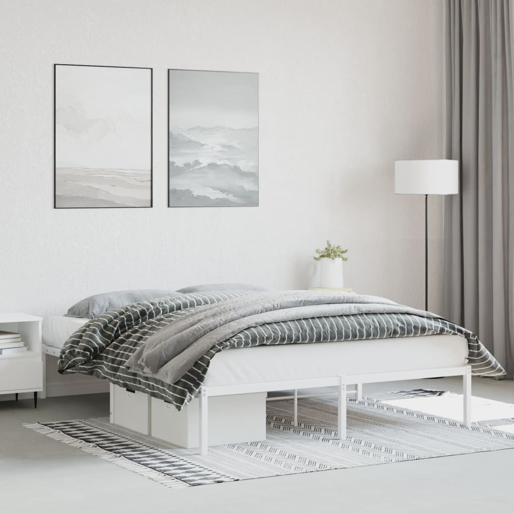 Metal Bed Frame White 160x200 cm
