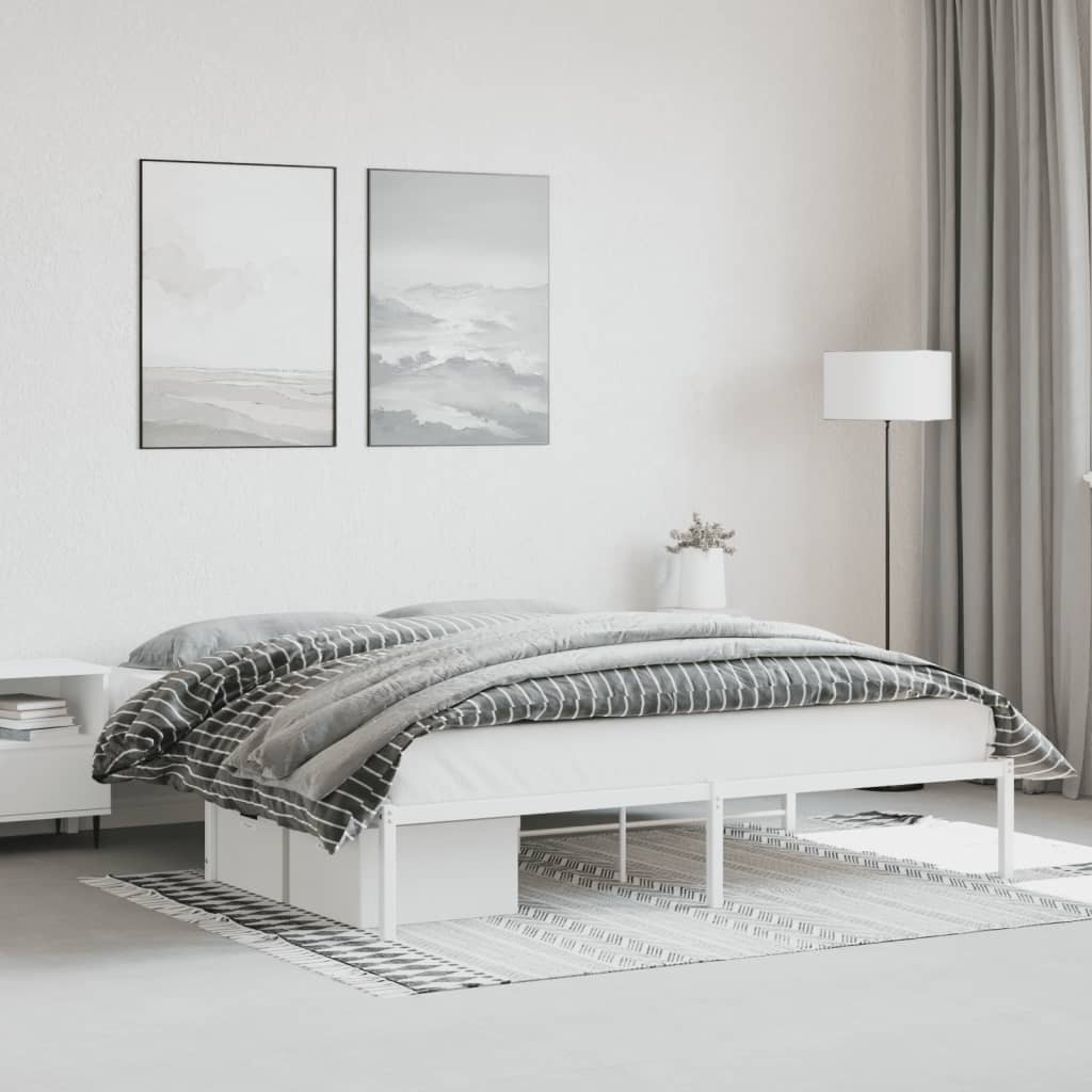 Metal Bed Frame White 180x200 cm Super King Size