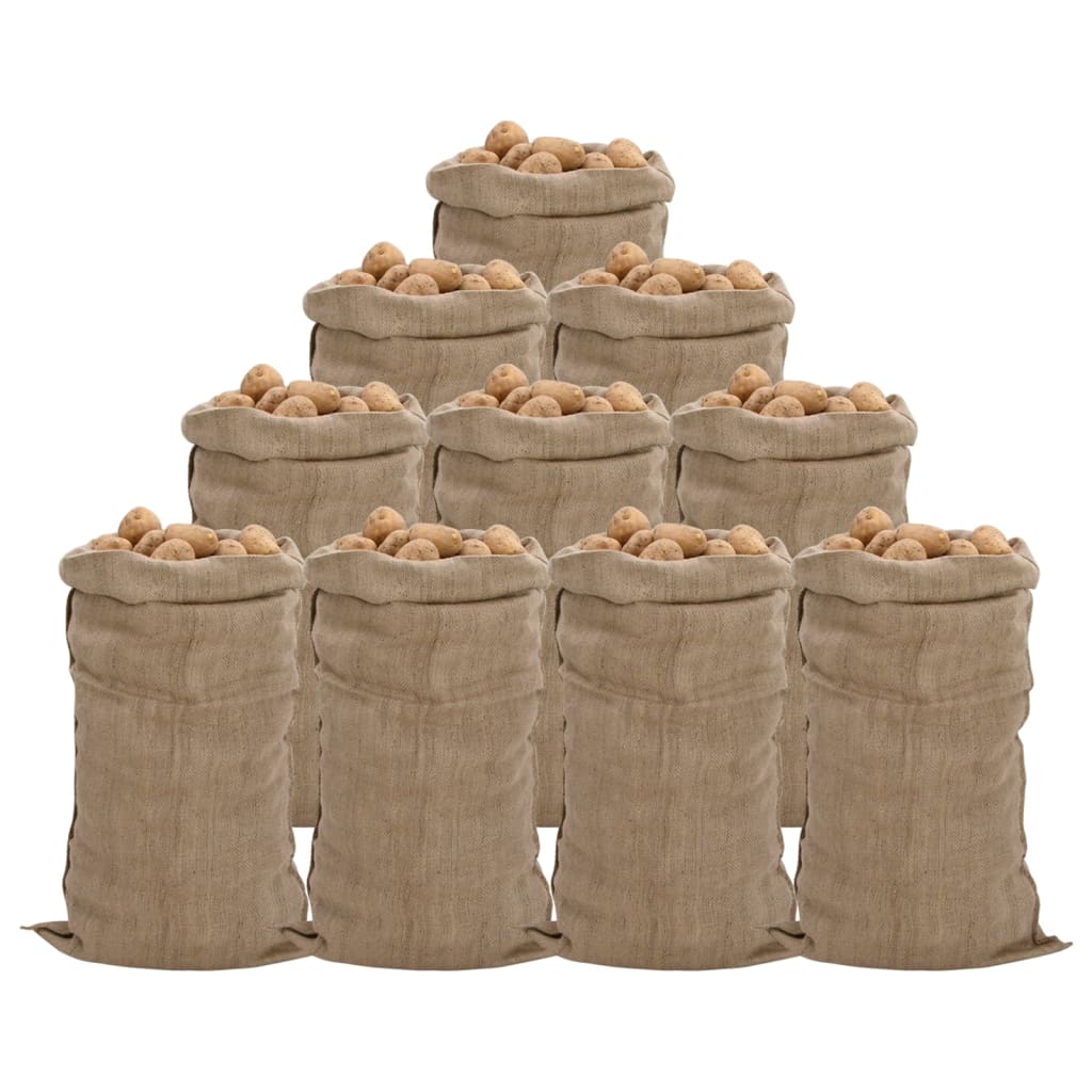 Jute Sacks 10 Pieces 65x135 cm 100% Jute 340 gsm
