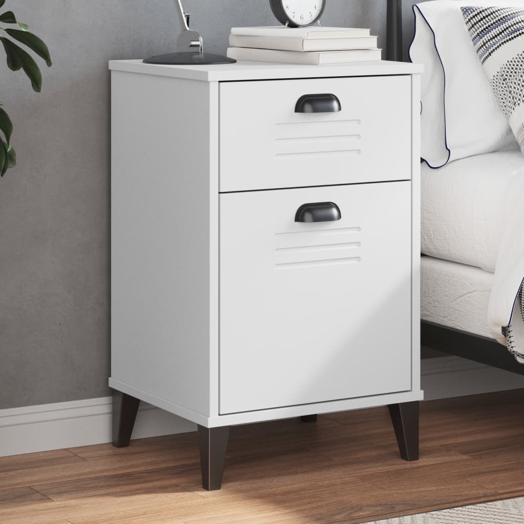 Bedside Table - Edith Bea Nightstand White 40cm