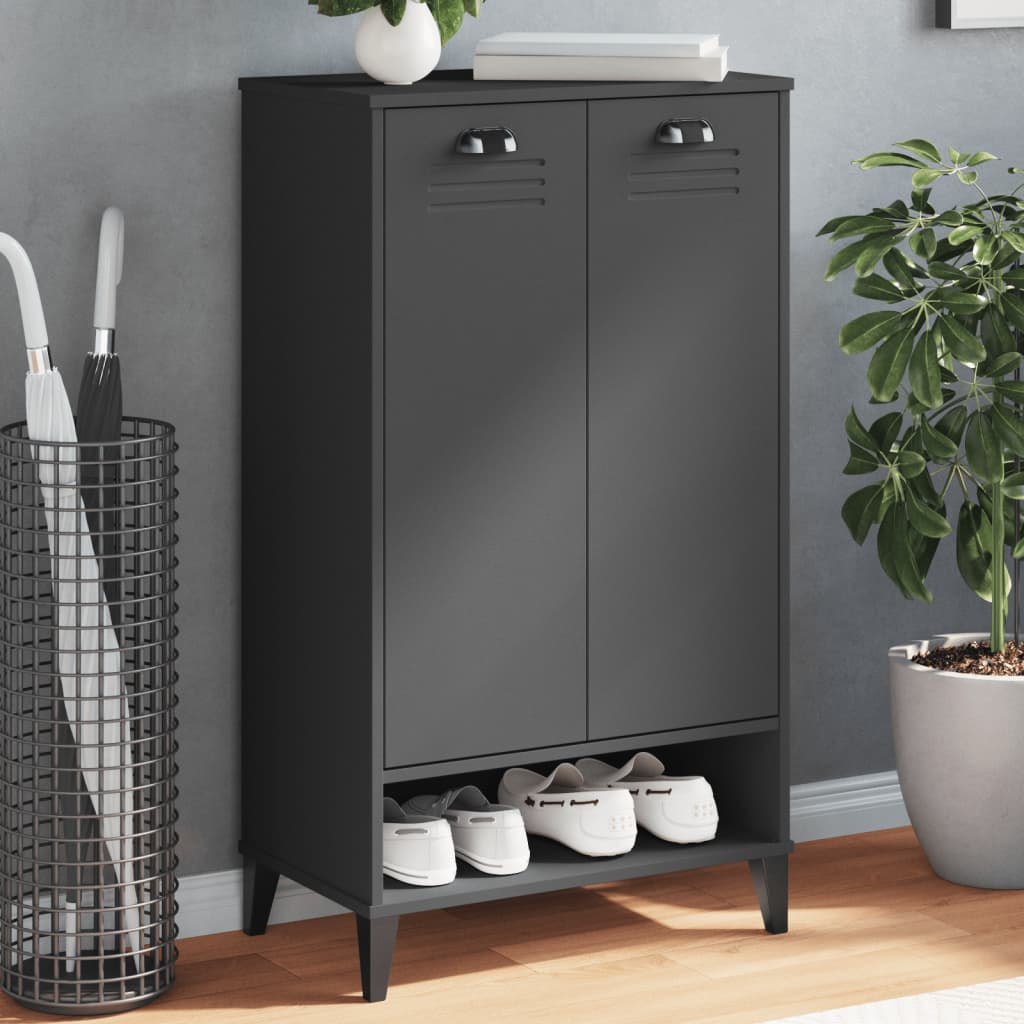 Shoe Cabinet VIKEN Anthracite Grey Solid Wood Pine