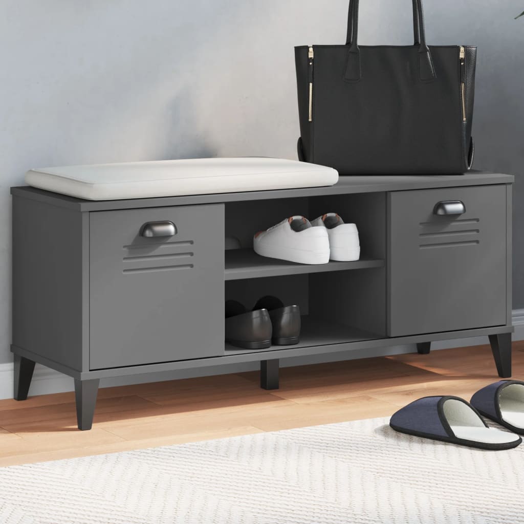 Shoe Bench VIKEN Anthracite Grey 106x35x45 cm Solid Wood Pine