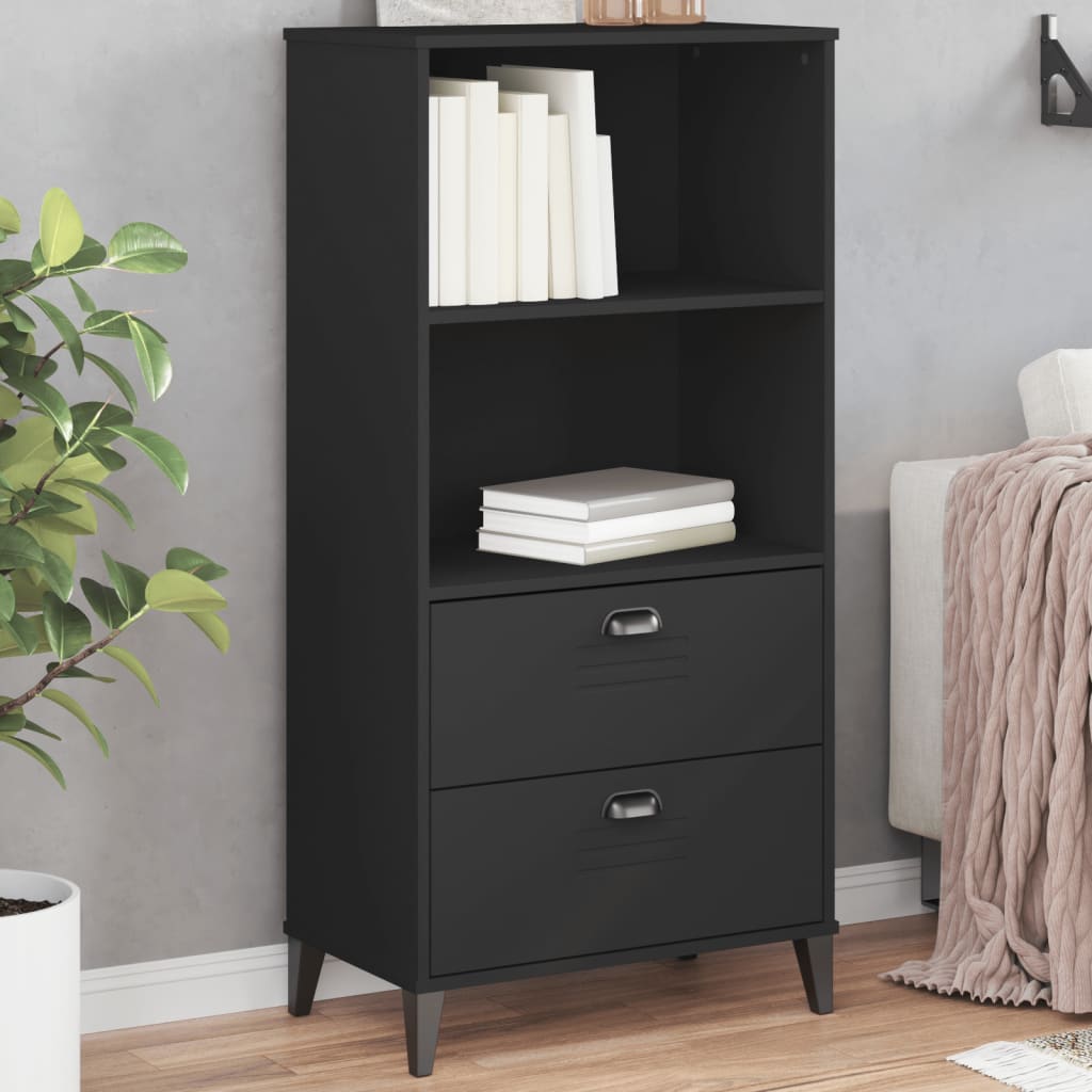 Bookcase VIKEN Black 60x35x123 cm Solid Wood Pine