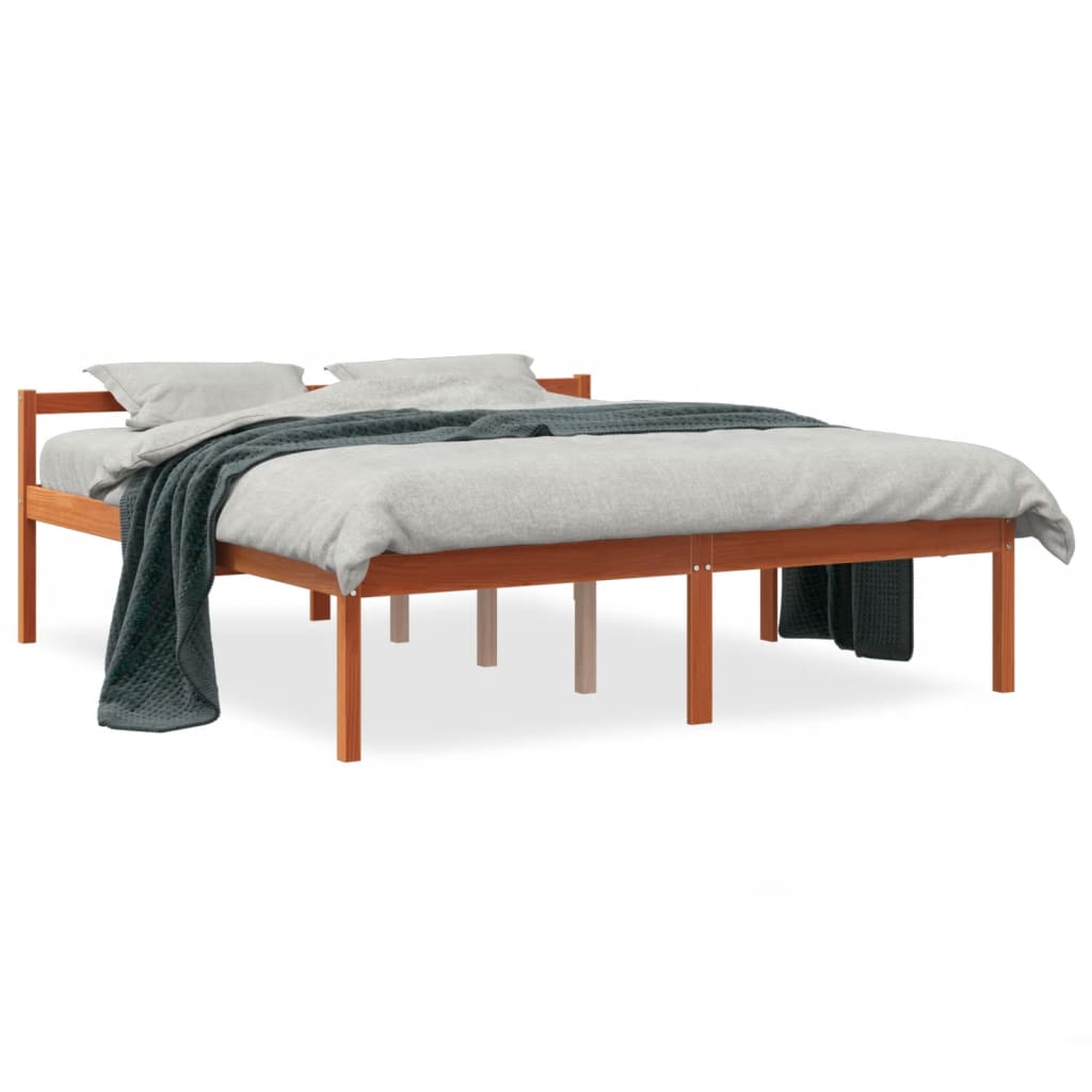 Bed Frame Wax Brown 160x200 cm Solid Wood Pine