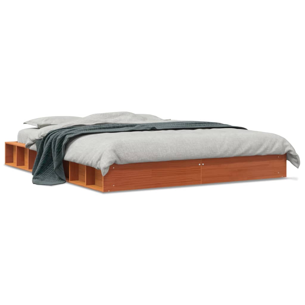 Bed Frame Wax Brown 150x200 cm King Size Solid Wood Pine