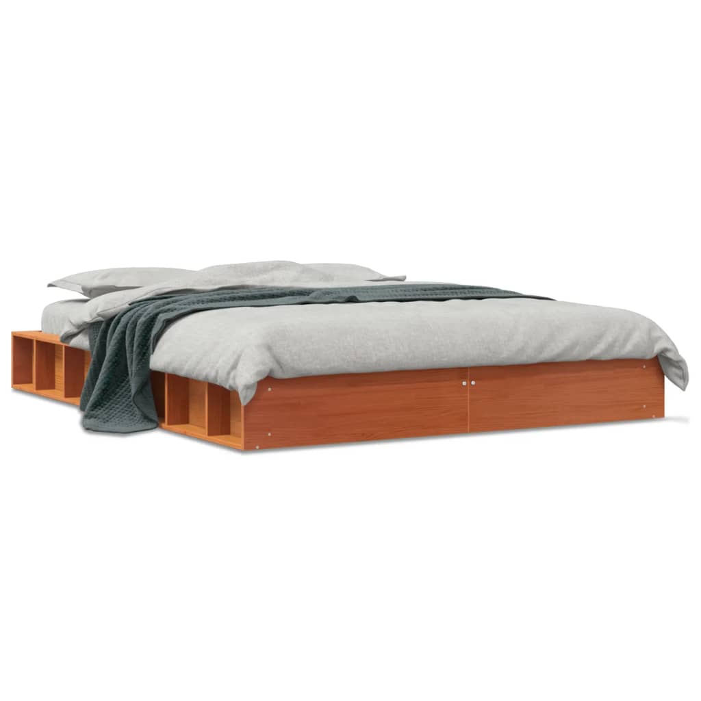 Bed Frame Wax Brown 120x190 cm Small Double Solid Wood Pine