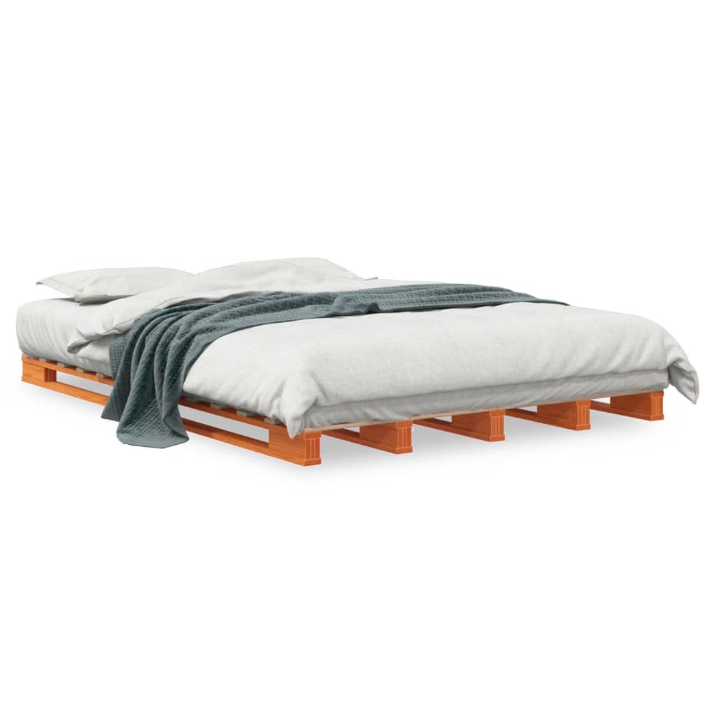 Pallet Bed Wax Brown 140x200 cm Solid Wood Pine