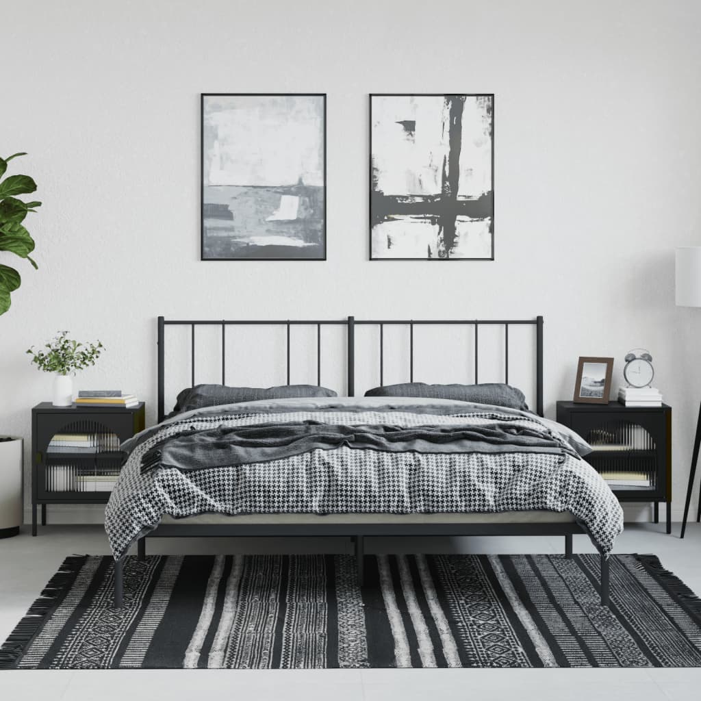 Bedside Table - BRISTOL 2 Piece Nightstand Black 50cm