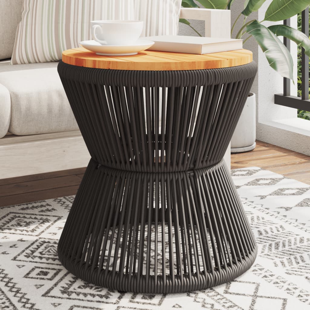 Coffee Table with Wire Base Black 45x44 cm Solid Wood Acacia