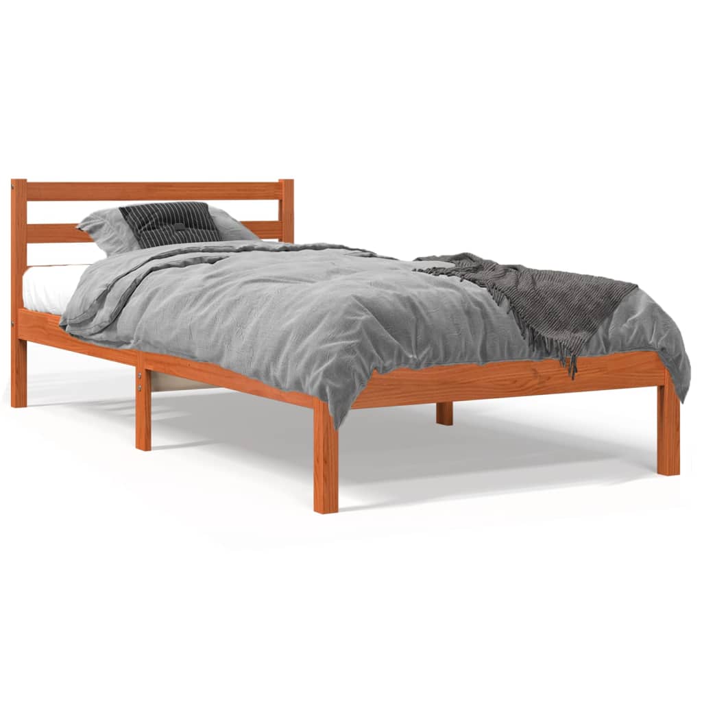 Bed Frame Wax Brown 90x190 cm Single Solid Wood Pine