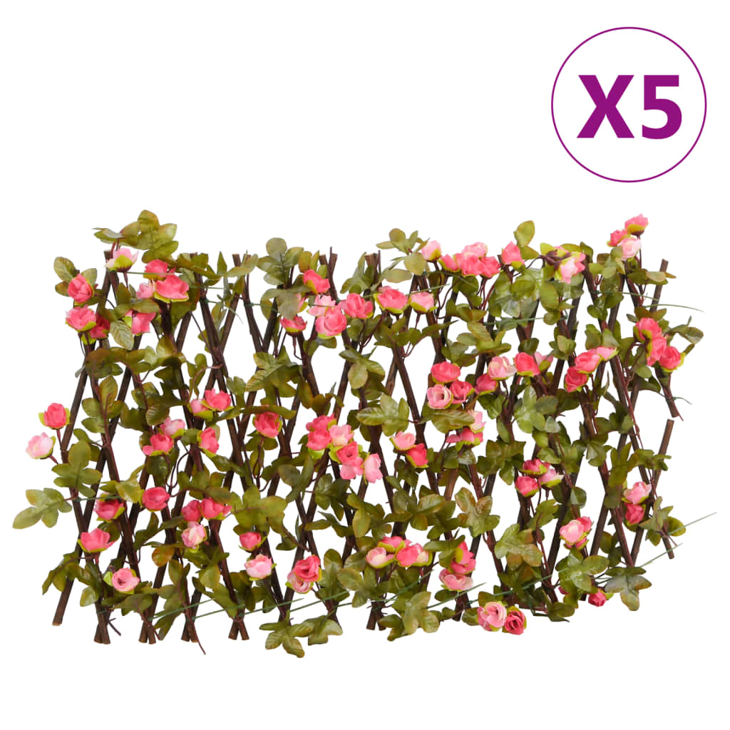 vidaXLÂ Artificial Ivy Trellis Expandable 5 pcs Dark Pink 180x20 cm