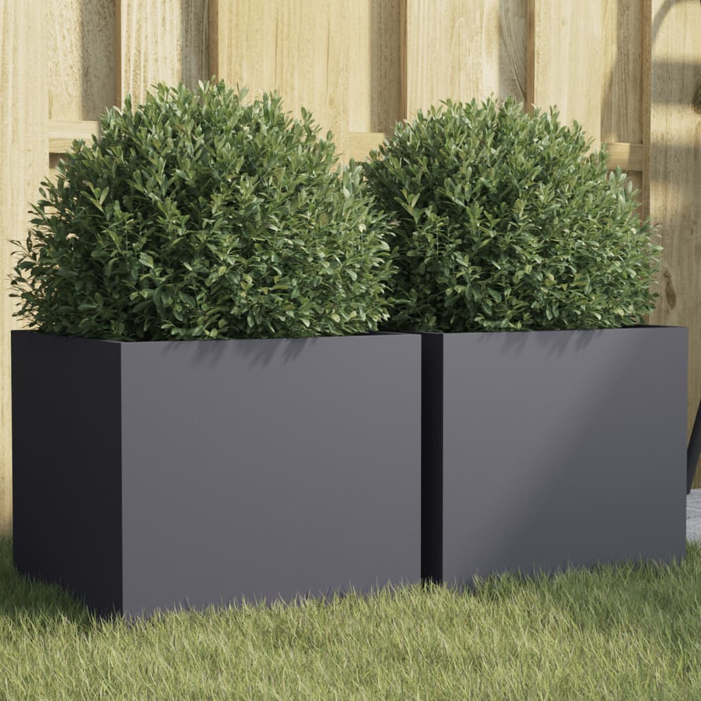 Planters 2 pcs Anthracite 32x30x29 cm Cold-rolled Steel