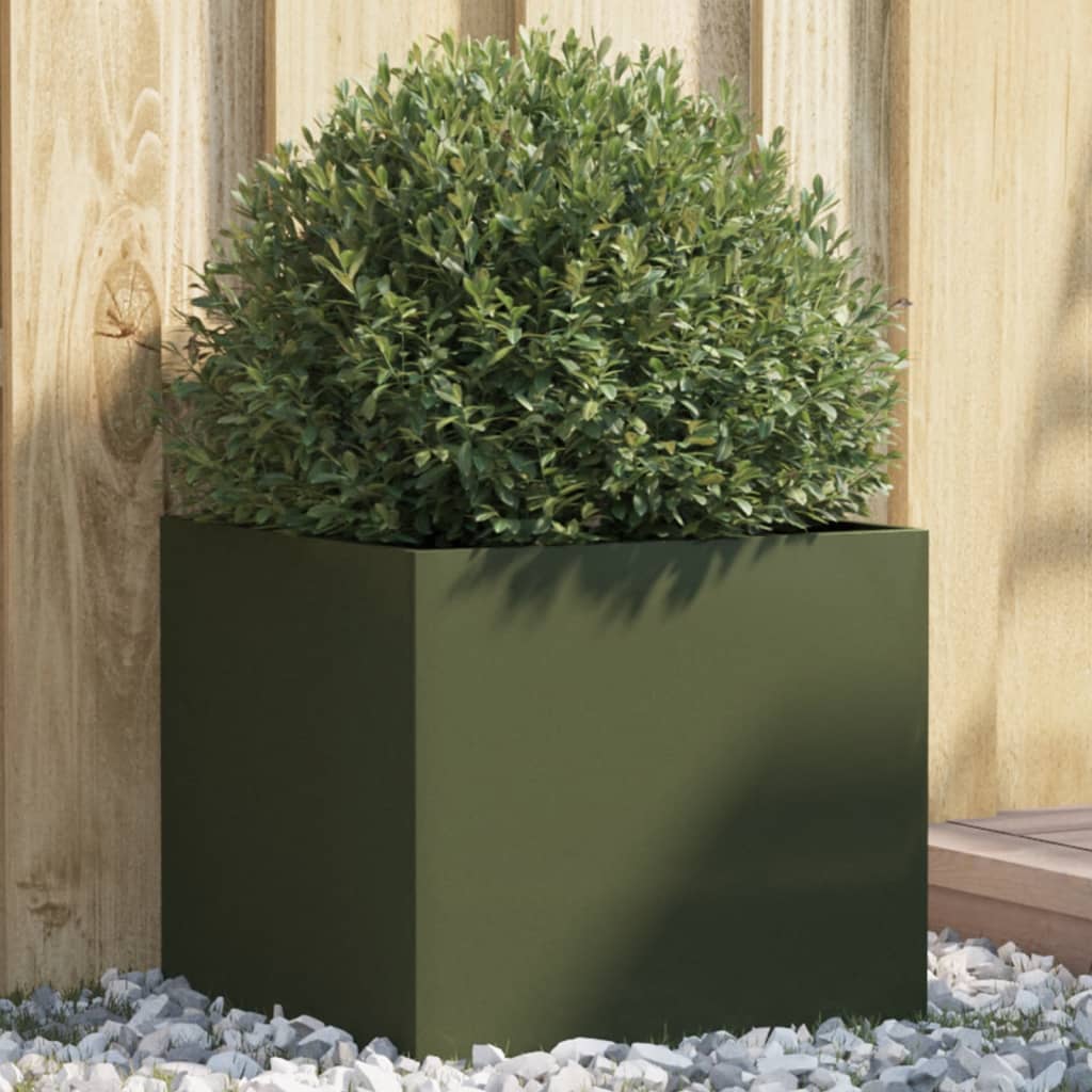 Planter Olive Green 42x40x39 cm Cold-rolled Steel
