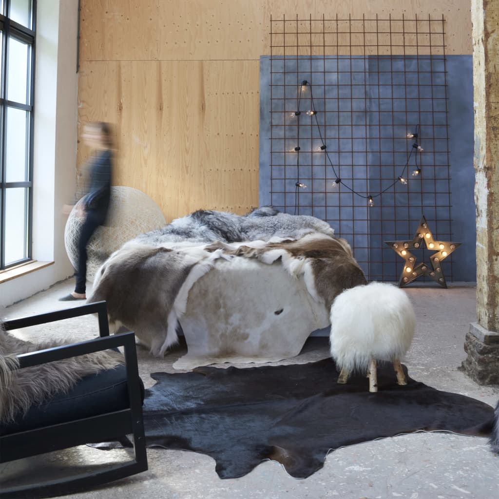 Real Cowhide Rug Black 180x220cm