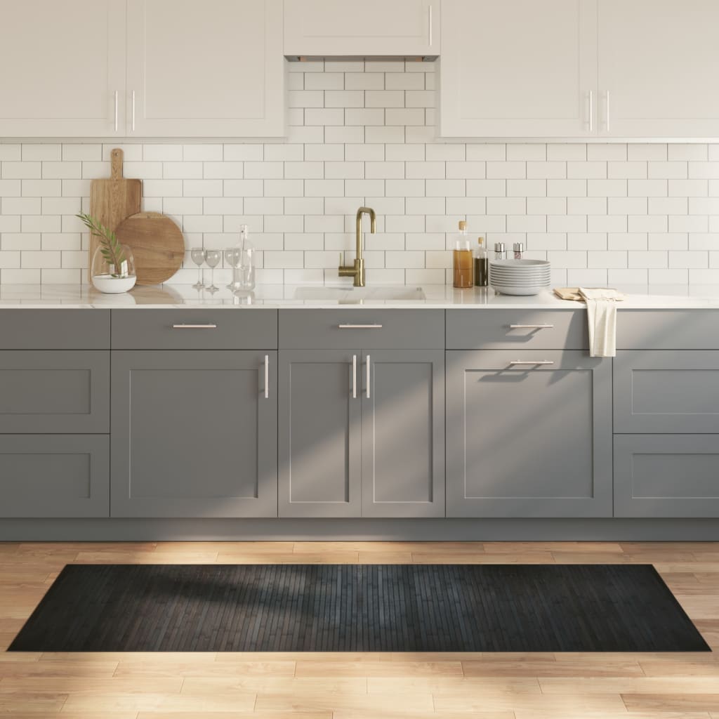 Rug Rectangular Grey 70x200 cm Bamboo