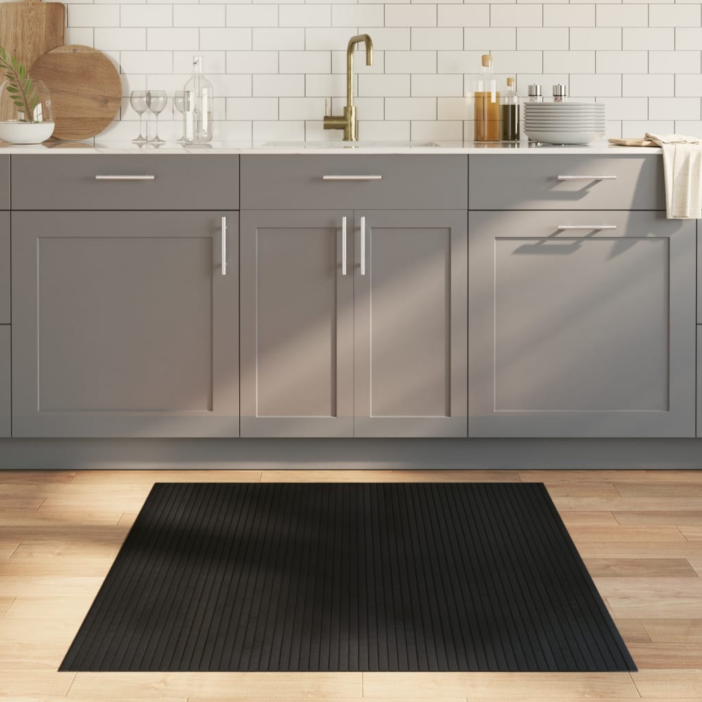 Rug Square Black 100x100 cm Bamboo