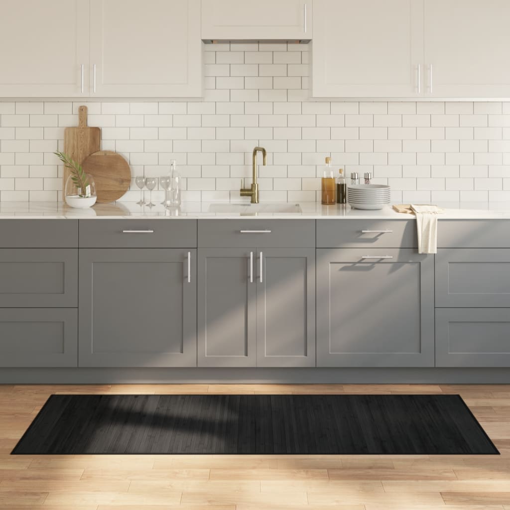Rug Rectangular Black70x200 cm Bamboo