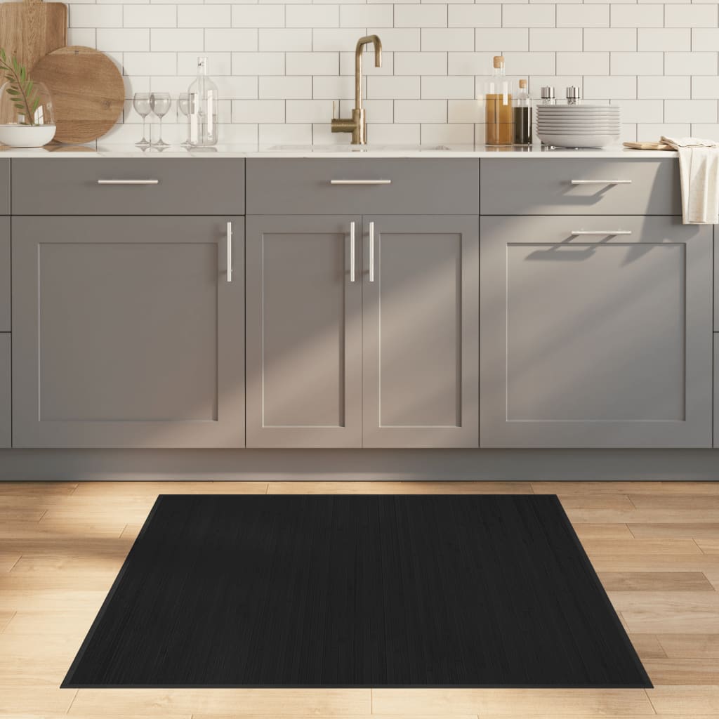Rug Square Black100x100 cm Bamboo