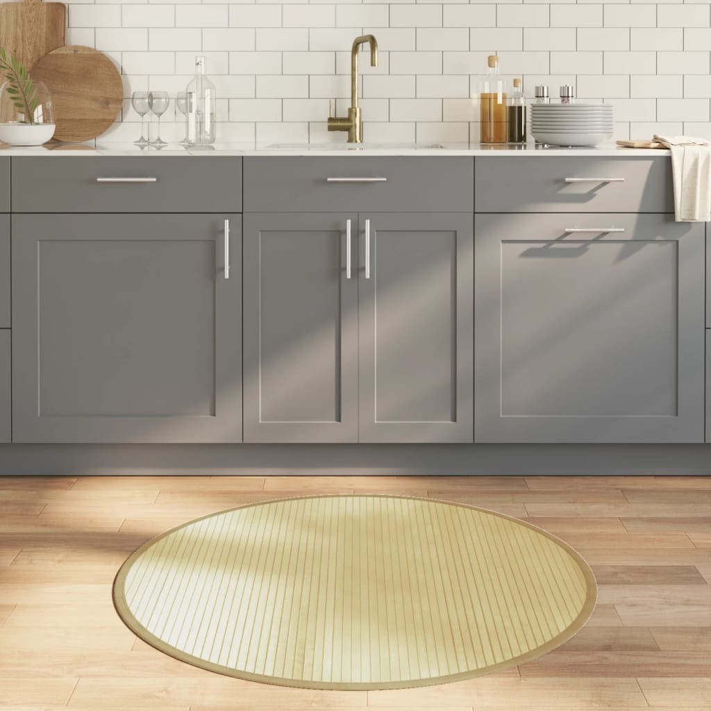 Rug Round Light Natural100 cm Bamboo