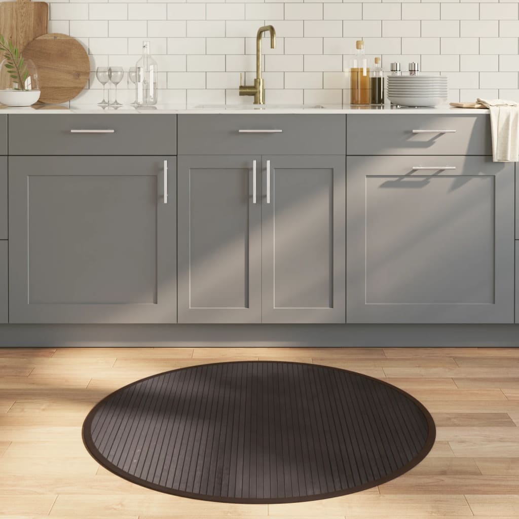 Rug Round Dark Brown100 cm Bamboo