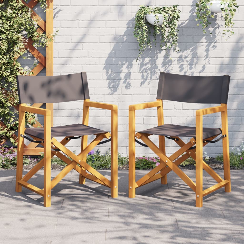 Folding Director Chairs 2 pcs Dark Grey Fabric