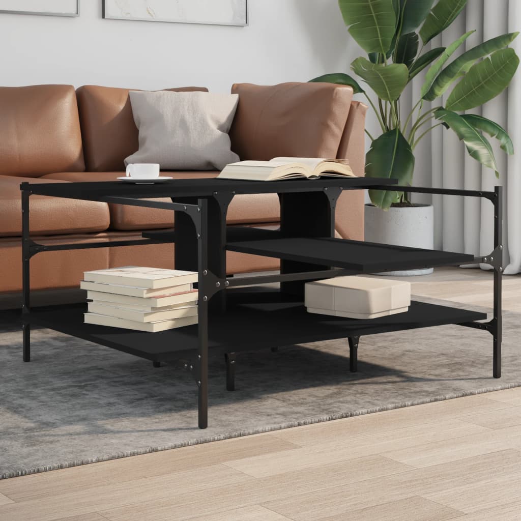 Coffee Table Black 100x100x48.5 cm EngineeredÂ Wood
