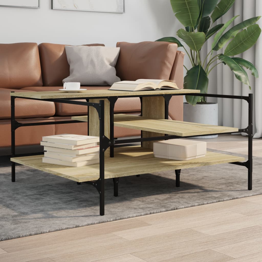 Coffee Table Sonoma Oak 100x100x48.5 cm EngineeredÂ Wood