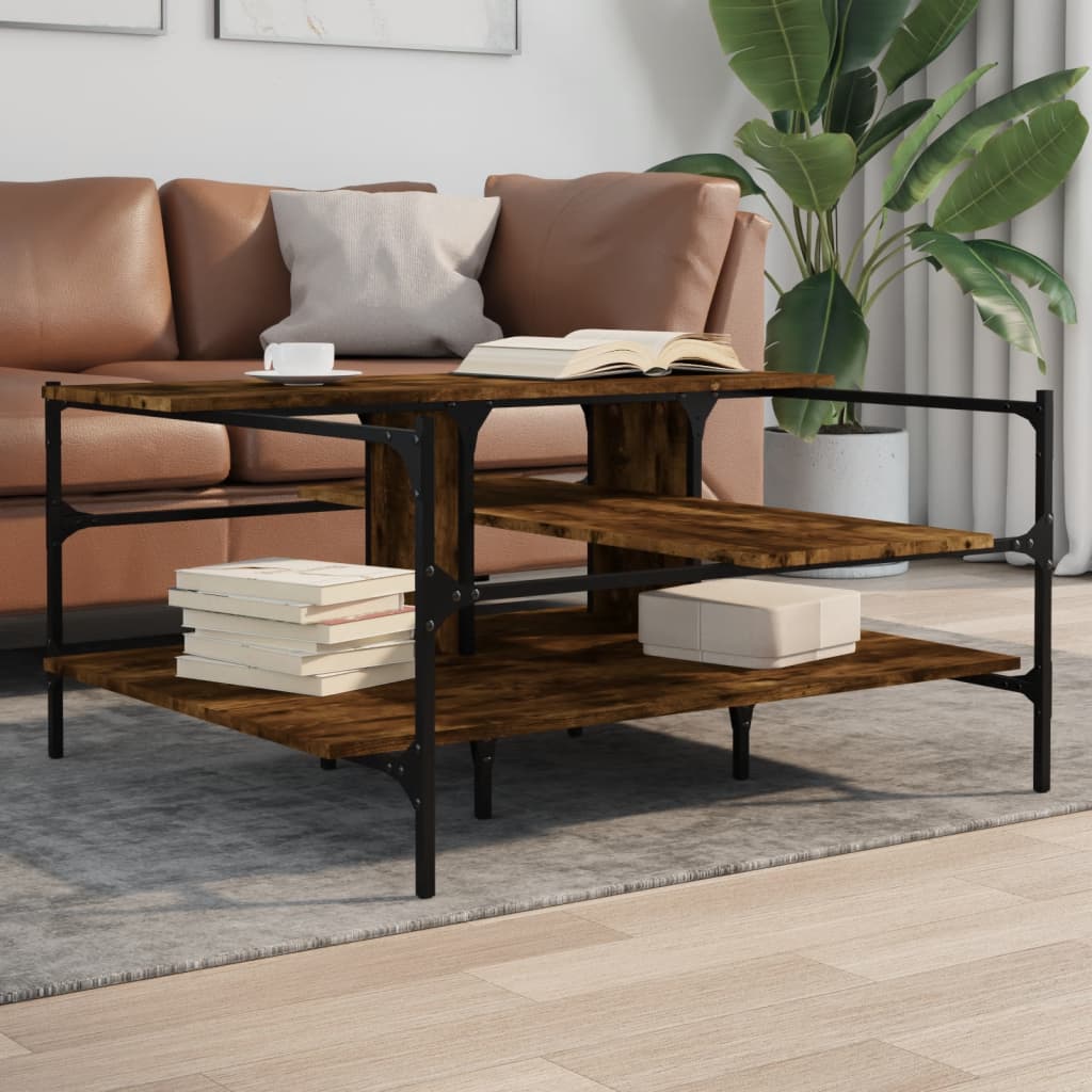 Coffee Table Smoked Oak 100x100x48.5 cm EngineeredÂ Wood