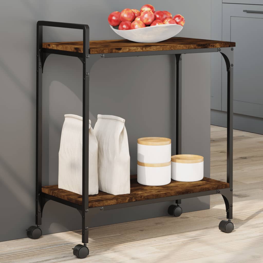 Kitchen Trolley Smoked Oak 60.5x31x72.5 cm Engineered Wood