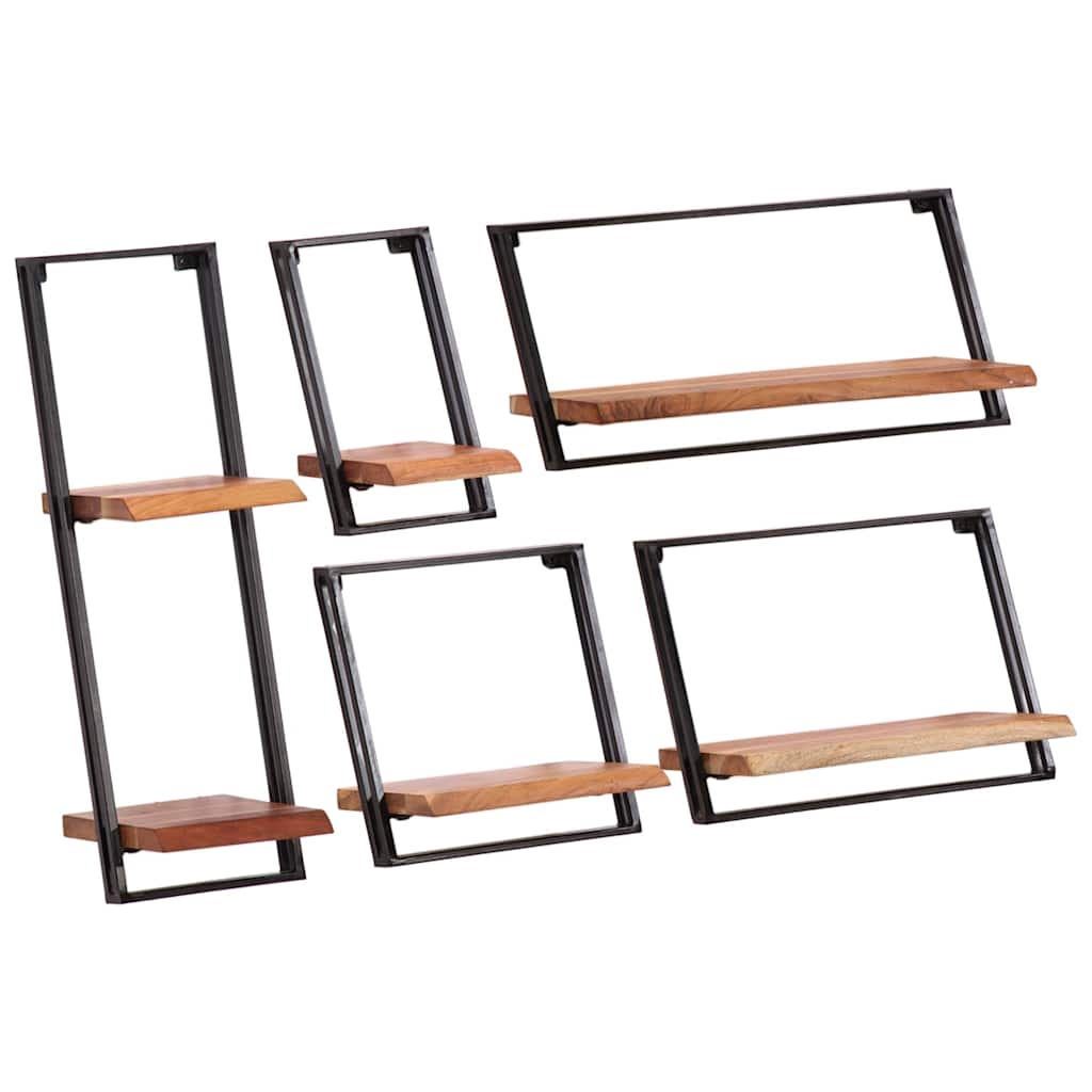 Wall Shelves 5 Pieces Solid Wood Acacia