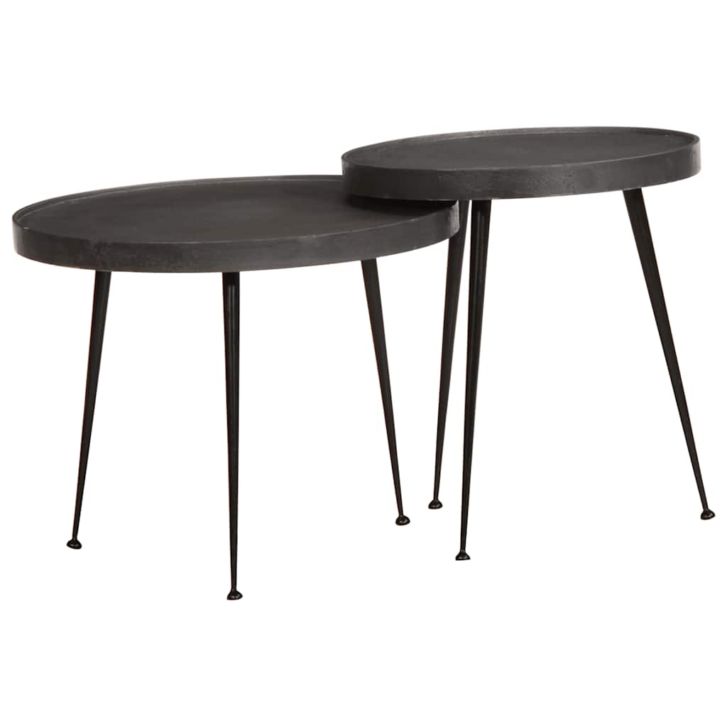 Coffee Table 2 Pieces Black Engineered Wood