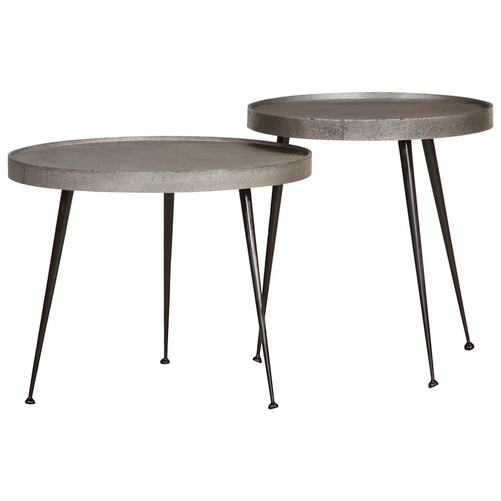 Coffee Table 2 Pieces Silver Engineered Wood