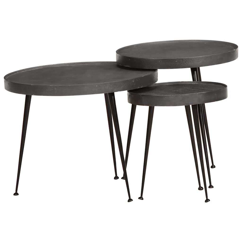 Coffee Table 3 Pieces Black Engineered Wood