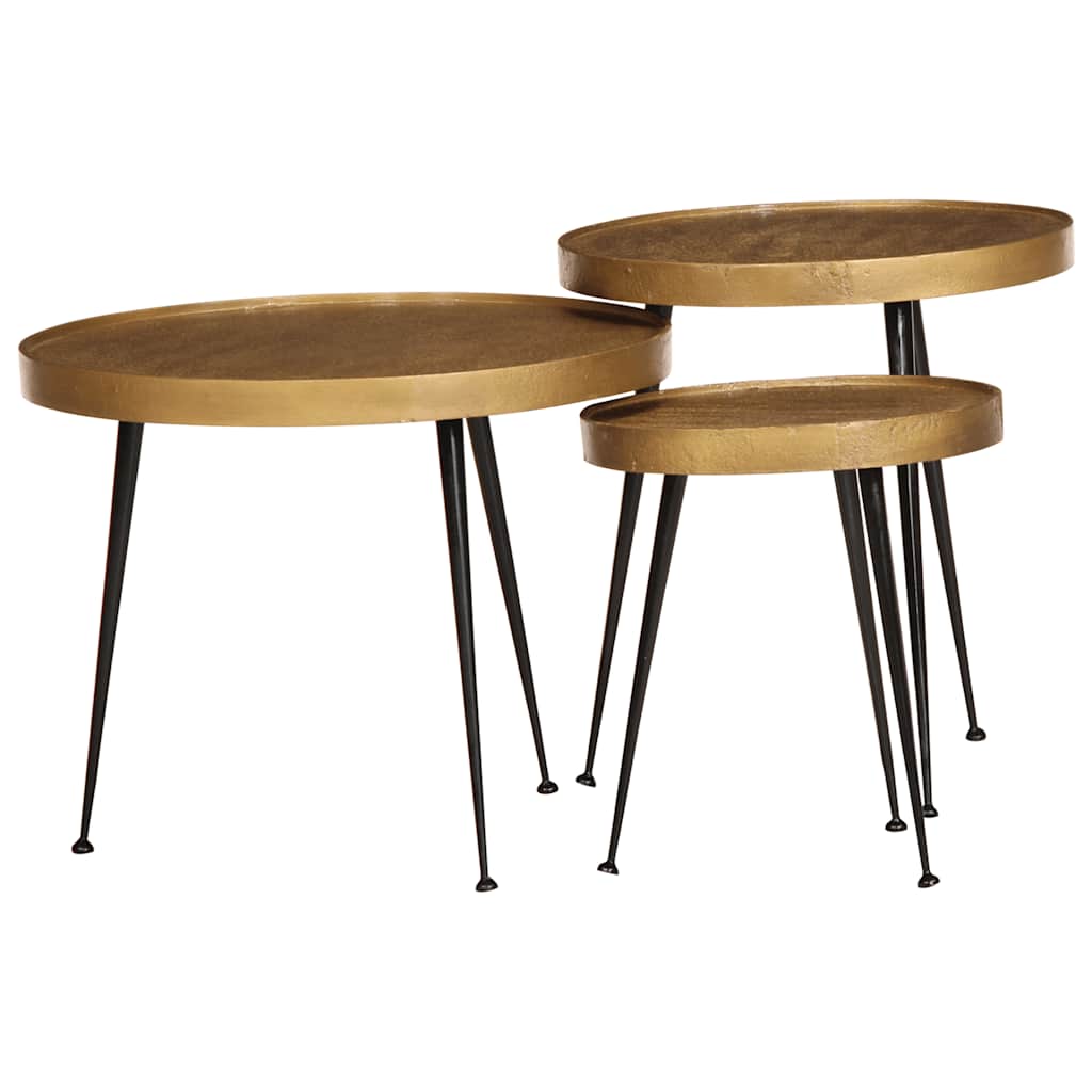 Coffee Table 3 Pieces Golden Engineered Wood