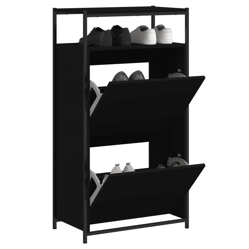 Shoe Cabinet Black 60x34x112 cm Engineered Wood