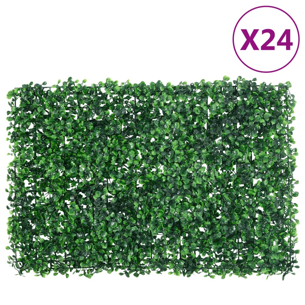 Â Artificial Shrub Leaf FenceÂ 24 pcs Green 40x60 cm