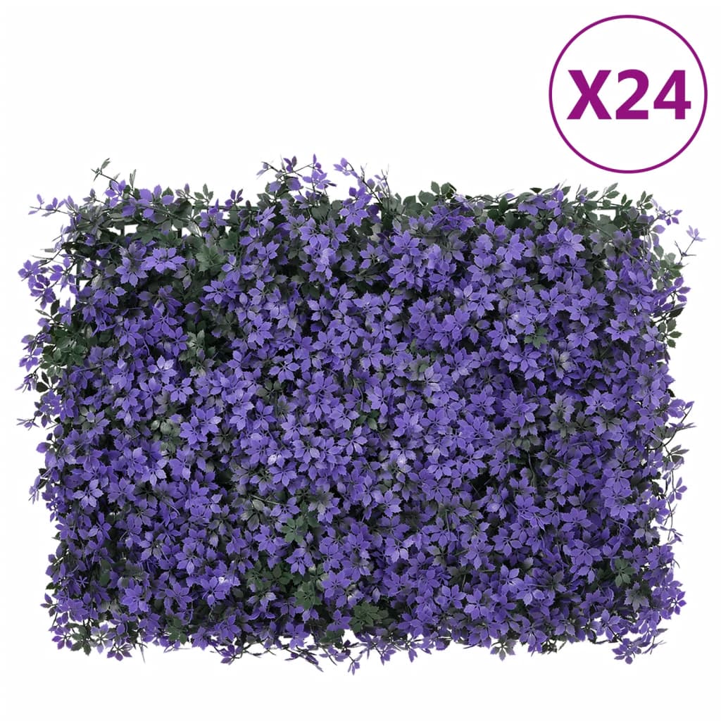Â Artificial Leaf FenceÂ 24 pcs Purple 40x60 cm
