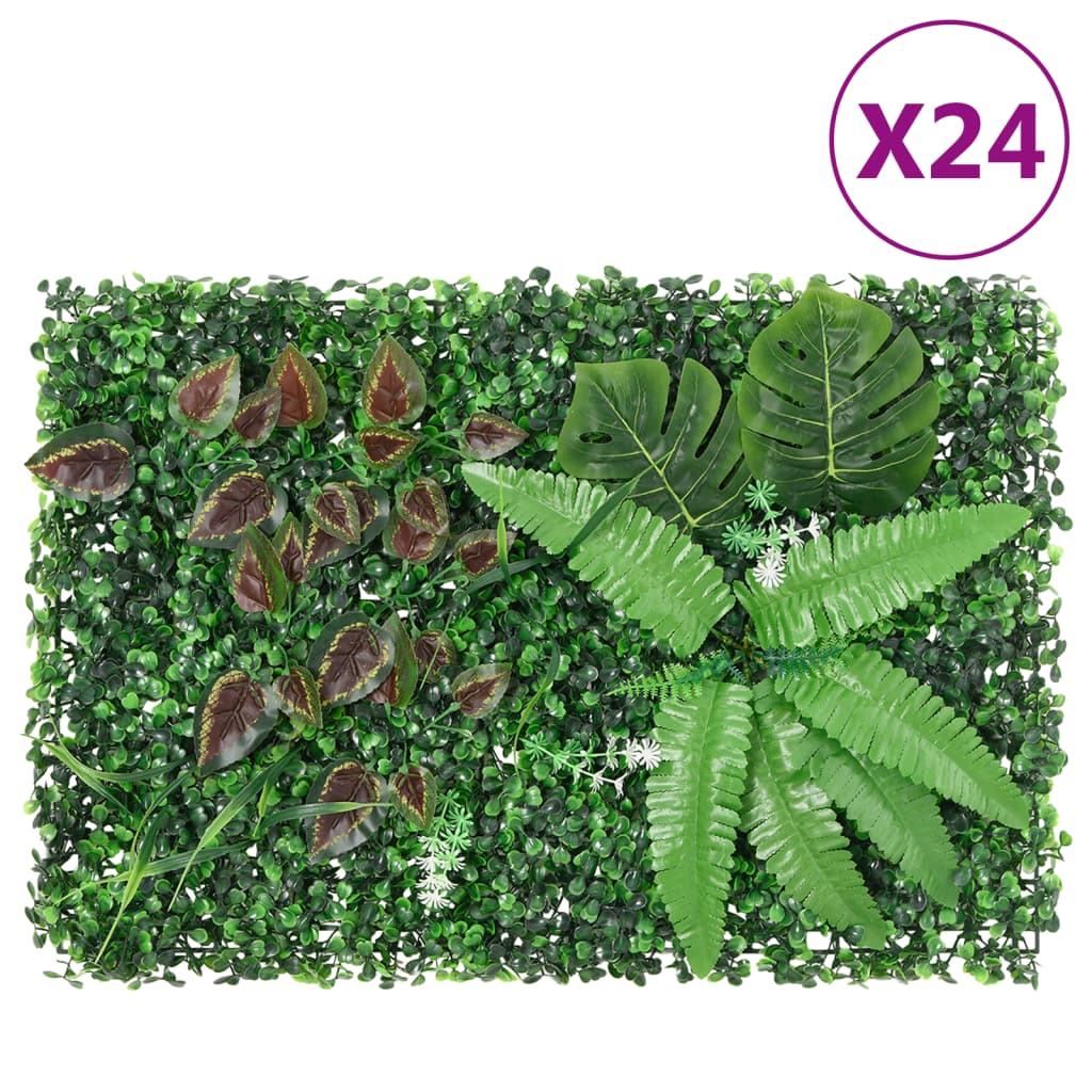Â Artificial Plant FenceÂ 24 pcs Green 40x60 cm