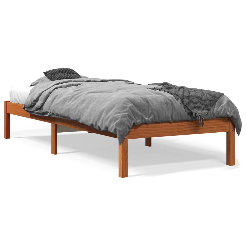 Bed Frame Wax Brown 90x200 cm Solid Wood Pine
