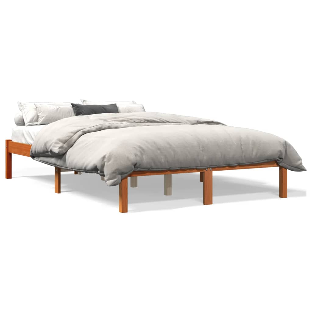 Bed Frame Wax Brown 140x200 cm Solid Wood Pine