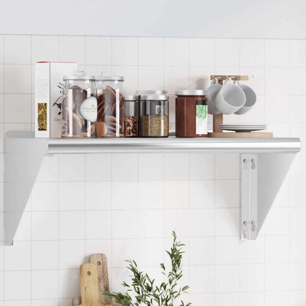 Wall Shelf 75x30x31 cm Silver Stainless Steel